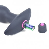 Anal Plug Vibrating, One Speed, Silicone Black